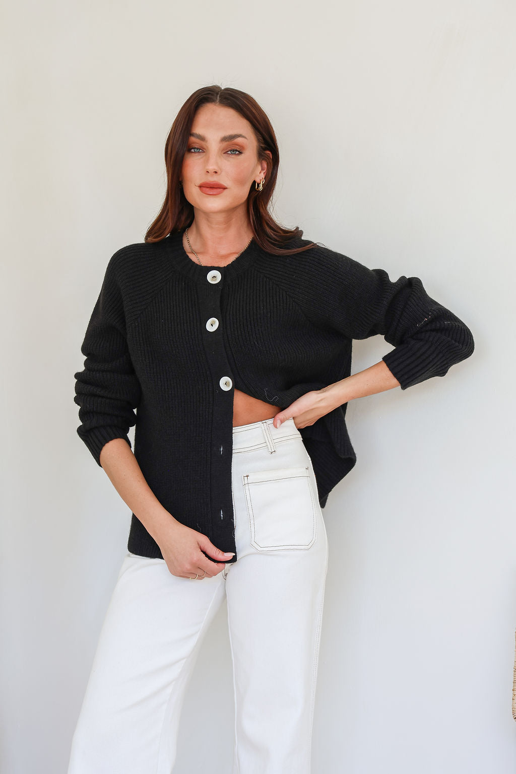 Tilly Button Cardigan - Black