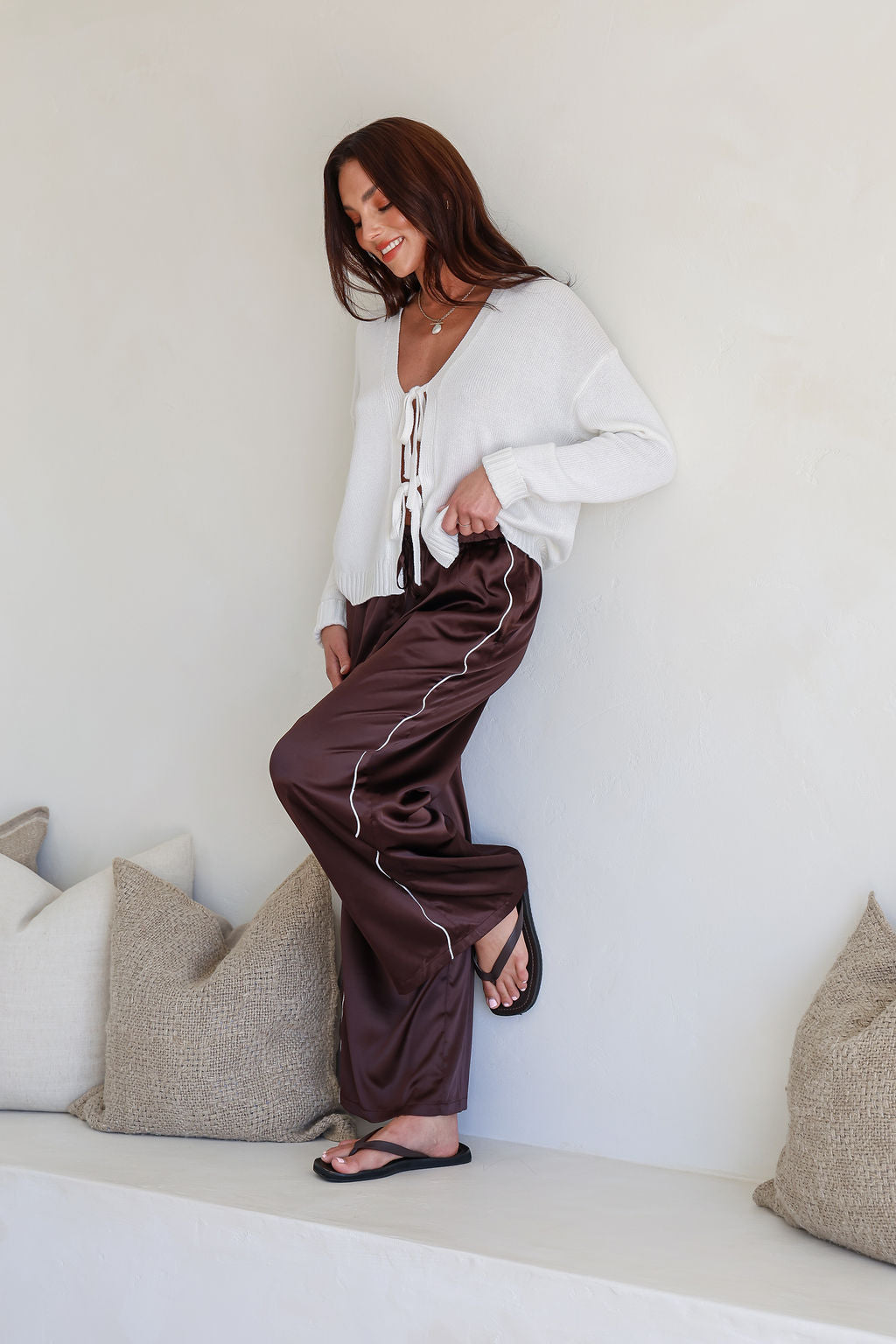 Tara Tie Cardigan - White