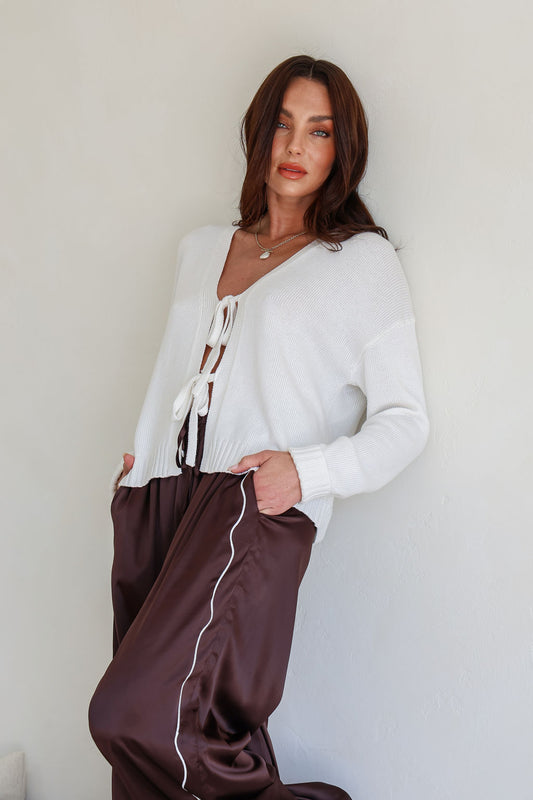 Tara Tie Cardigan - White