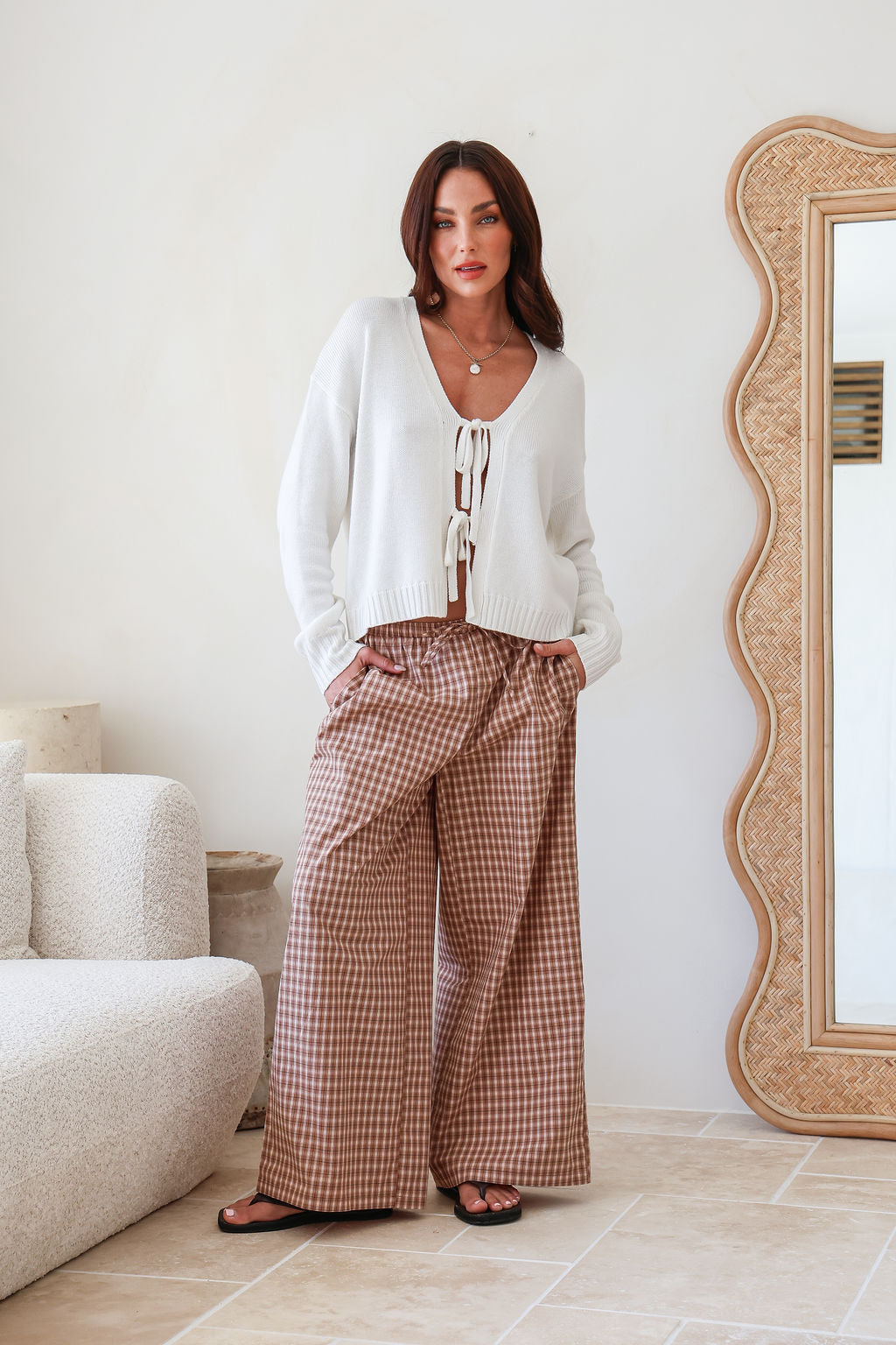 Tara Tie Cardigan - White