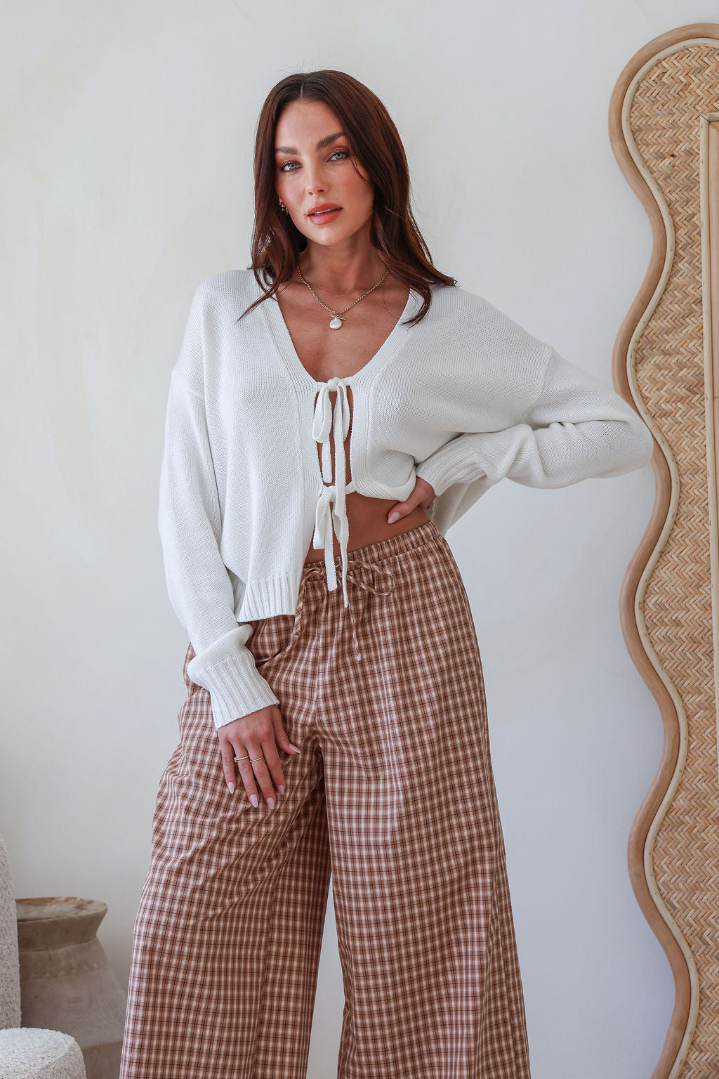 Tara Tie Cardigan - White