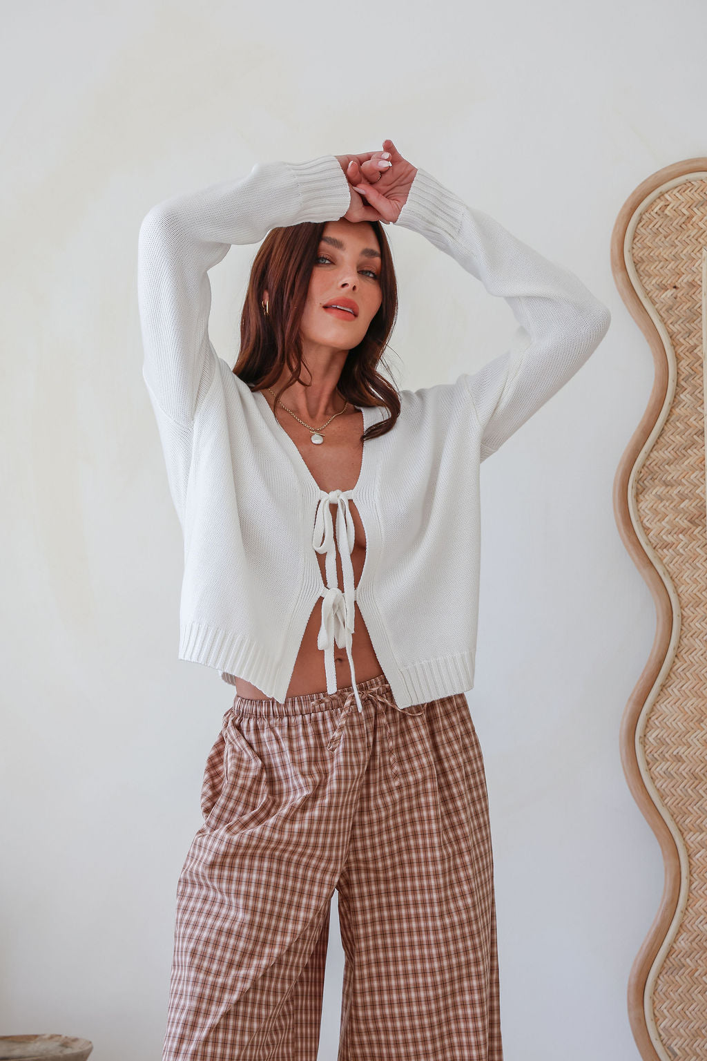 Tara Tie Cardigan - White