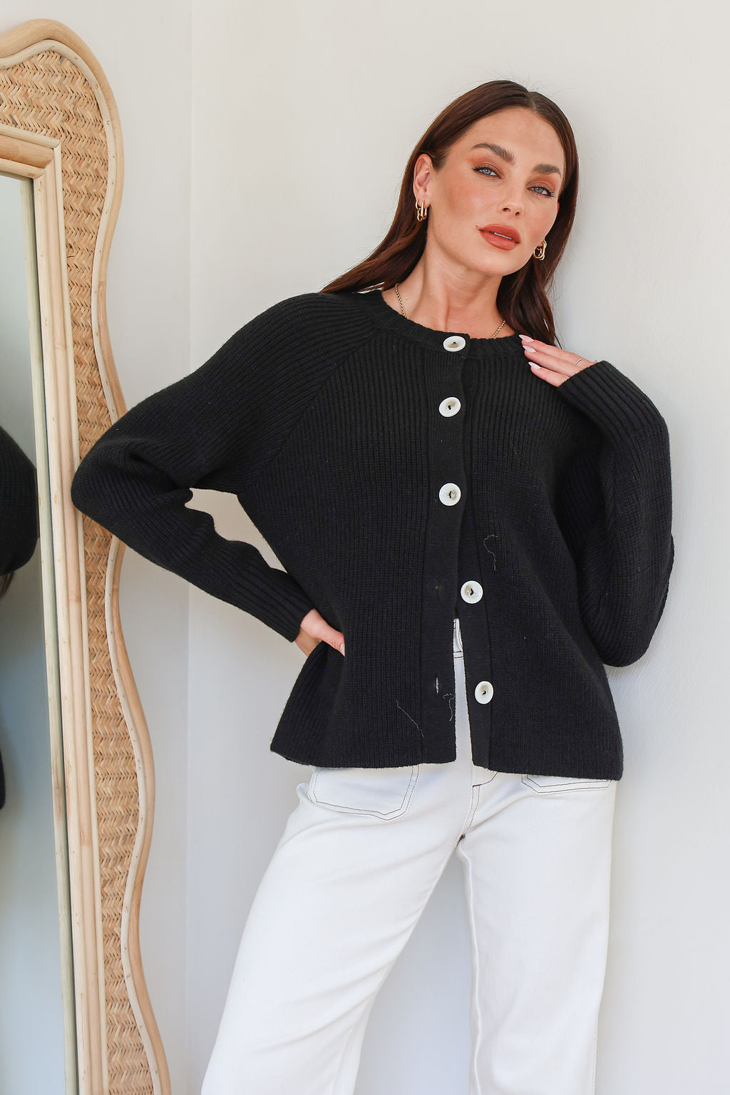 Tilly Button Cardigan - Black
