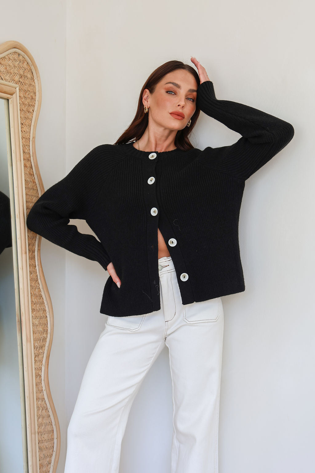 Tilly Button Cardigan - Black