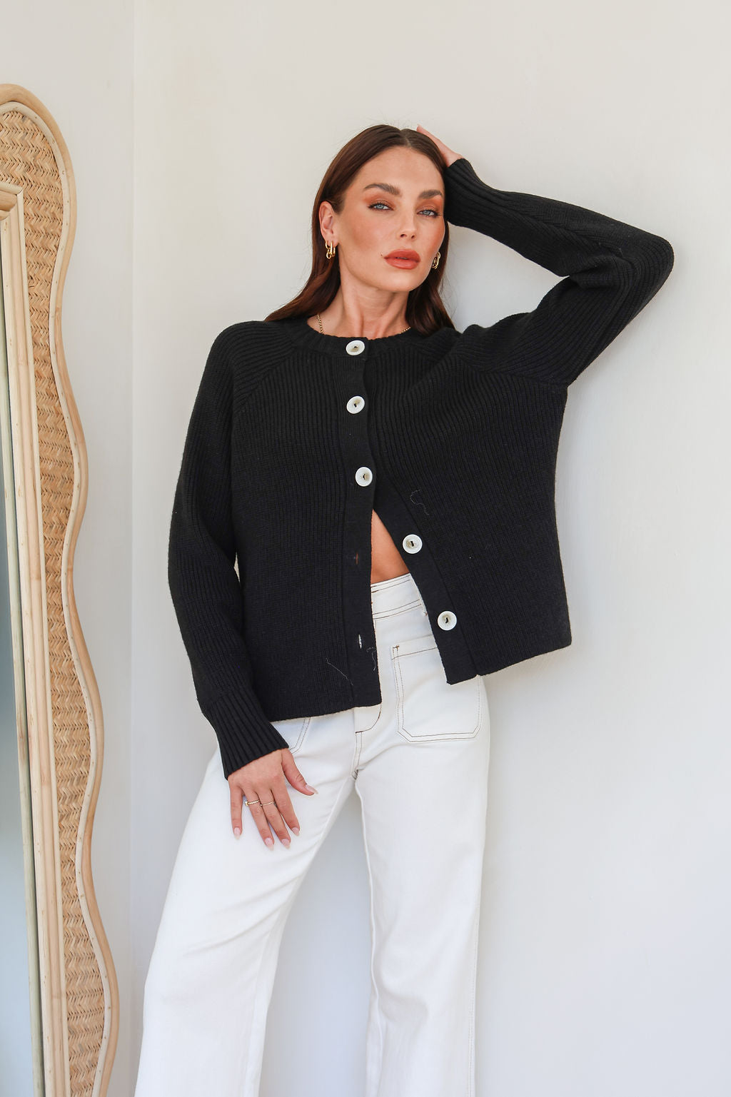 Tilly Button Cardigan - Black