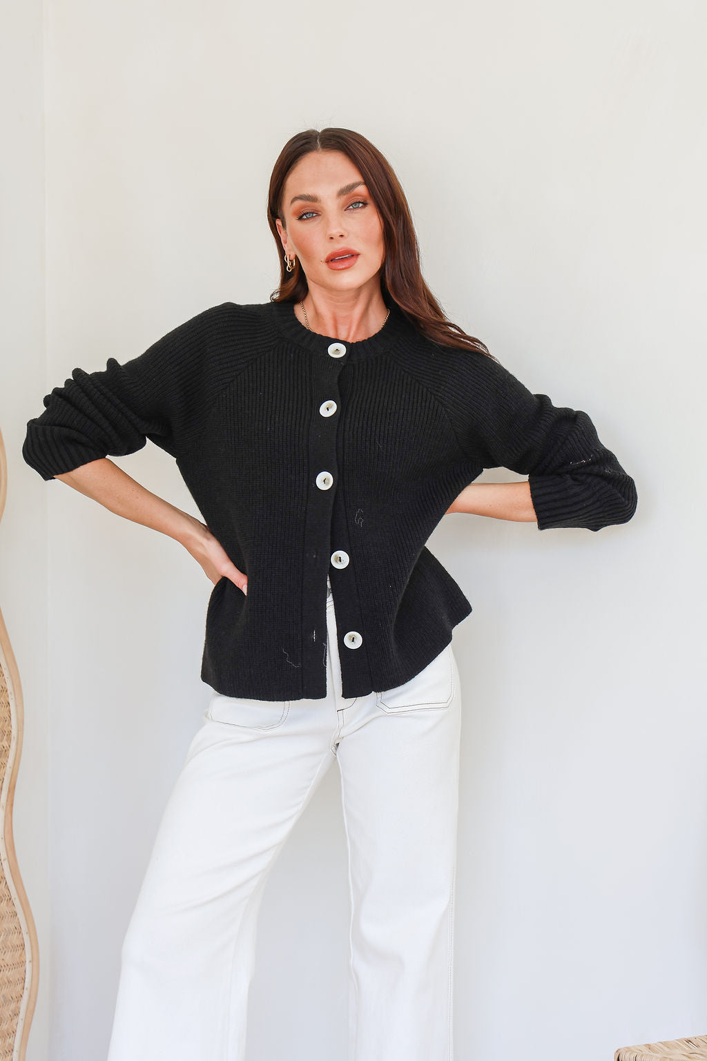 Tilly Button Cardigan - Black