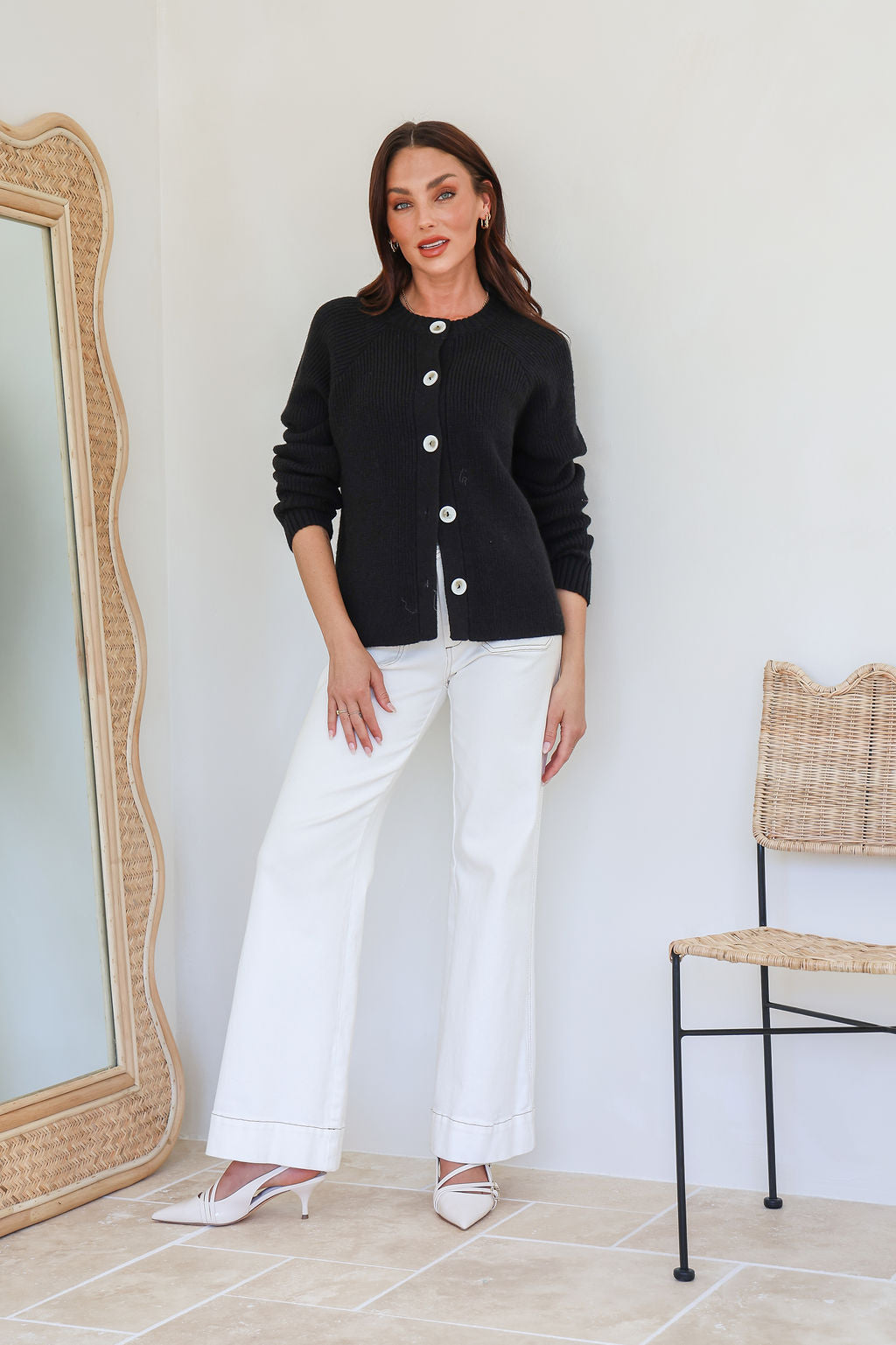 Tilly Button Cardigan - Black